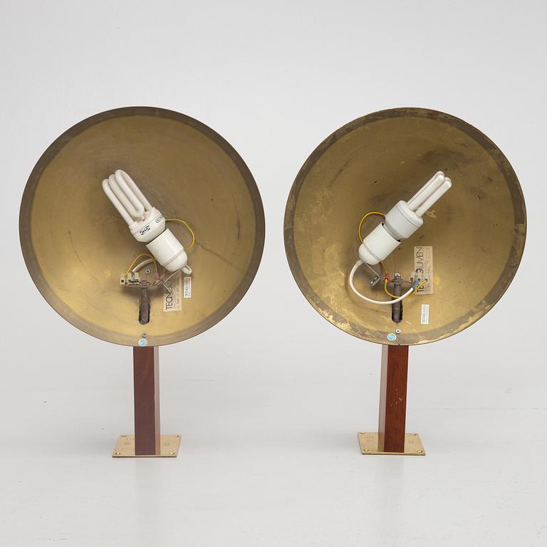 Eckart Muthesius, a pair of wall lamps, Walther Schnepel, Tecnolumen, West Germany, late 20th century.