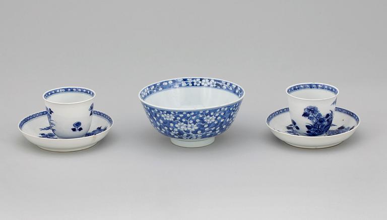 PARTI PORSLIN, 3 delar, bl a Jiaqing, Kina, 1700/1800-tal.