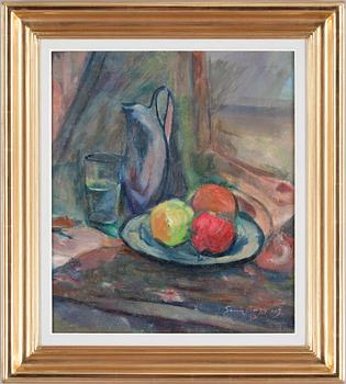 Svante Bergh, "Frukter på fat, kanna och glas" (Fruits on plate, pot and glass).