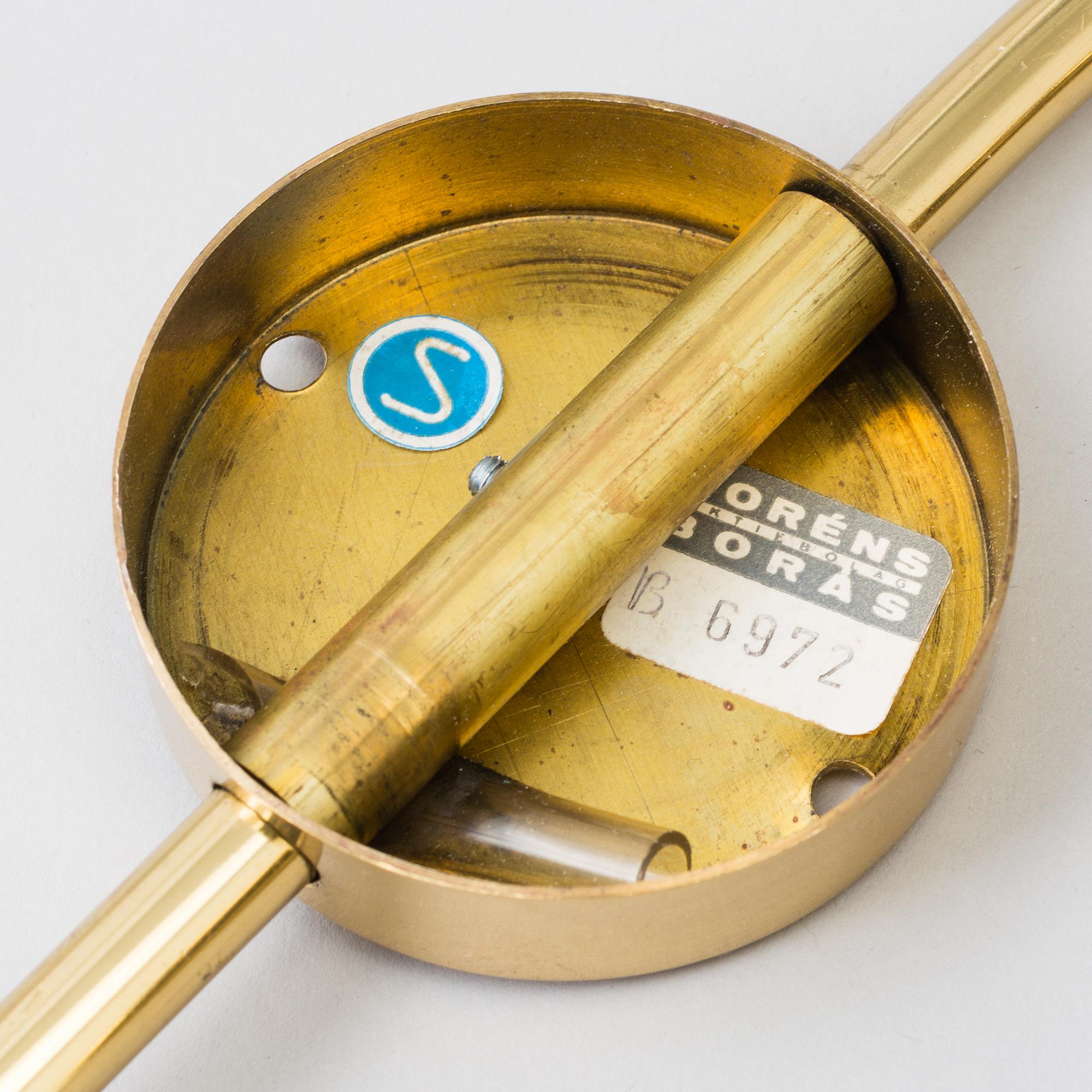 two brass wall lights from Boréns AB, second half of the 20th century.