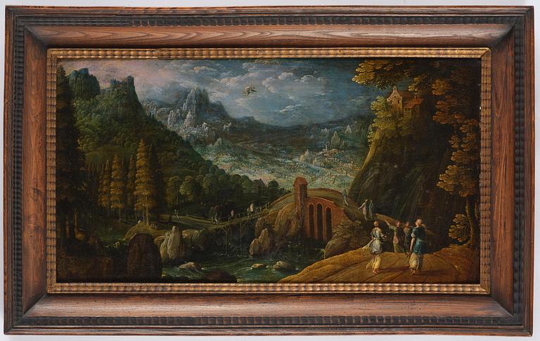 Tobias Verhaecht, Wide landscape with Herse and her maidservants discovered by Mercury on the way to the Temple of Minerva.