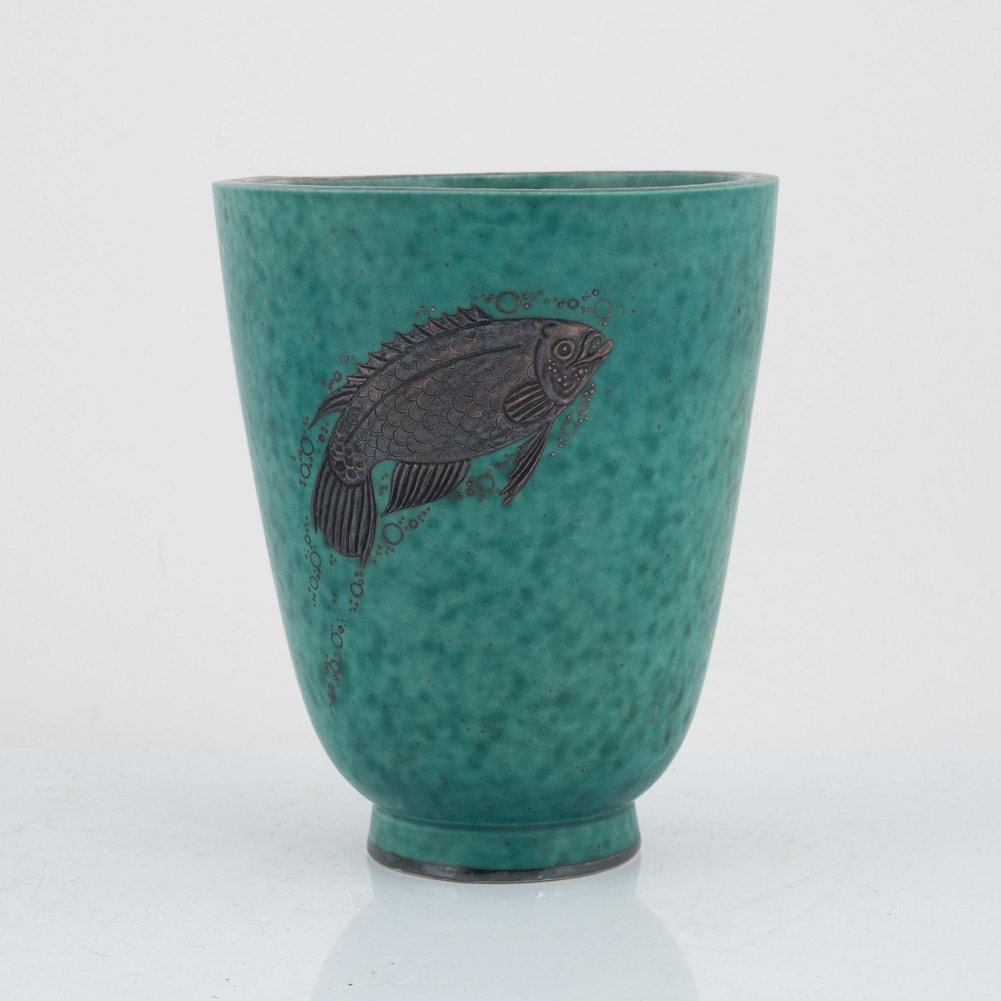 Wilhelm Kåge, vaser, 2 st samt skål, "Argenta", Gustavsberg, 1933, 1935 samt efter 1959.