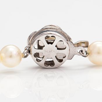 Pärlcollier, odlade pärlor, silver.