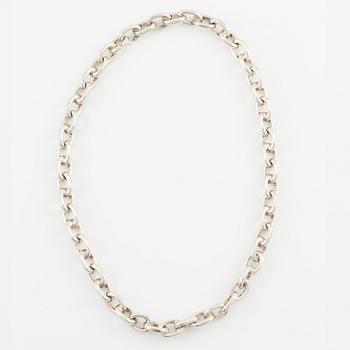 Necklace, silver, anchor link, Denmark.