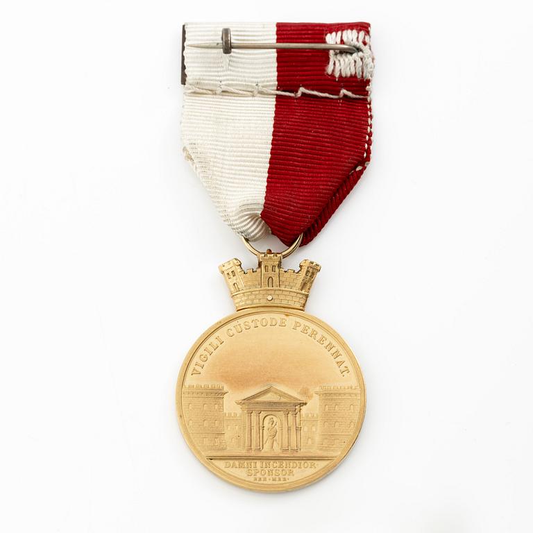 Medal. Vigili custode perennat, Firefighting medal, gold, 1974.