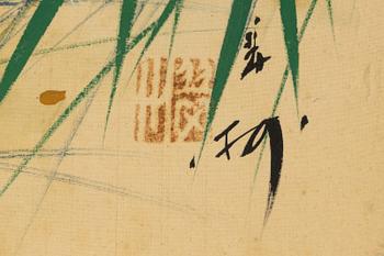 Okänd konstnär, akvarell på textil, Japan, Tiger, 1900-tal.