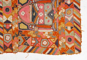 A semi-antique textile with embroideries, nomads, Iraq, c. 245 x 170 cm.