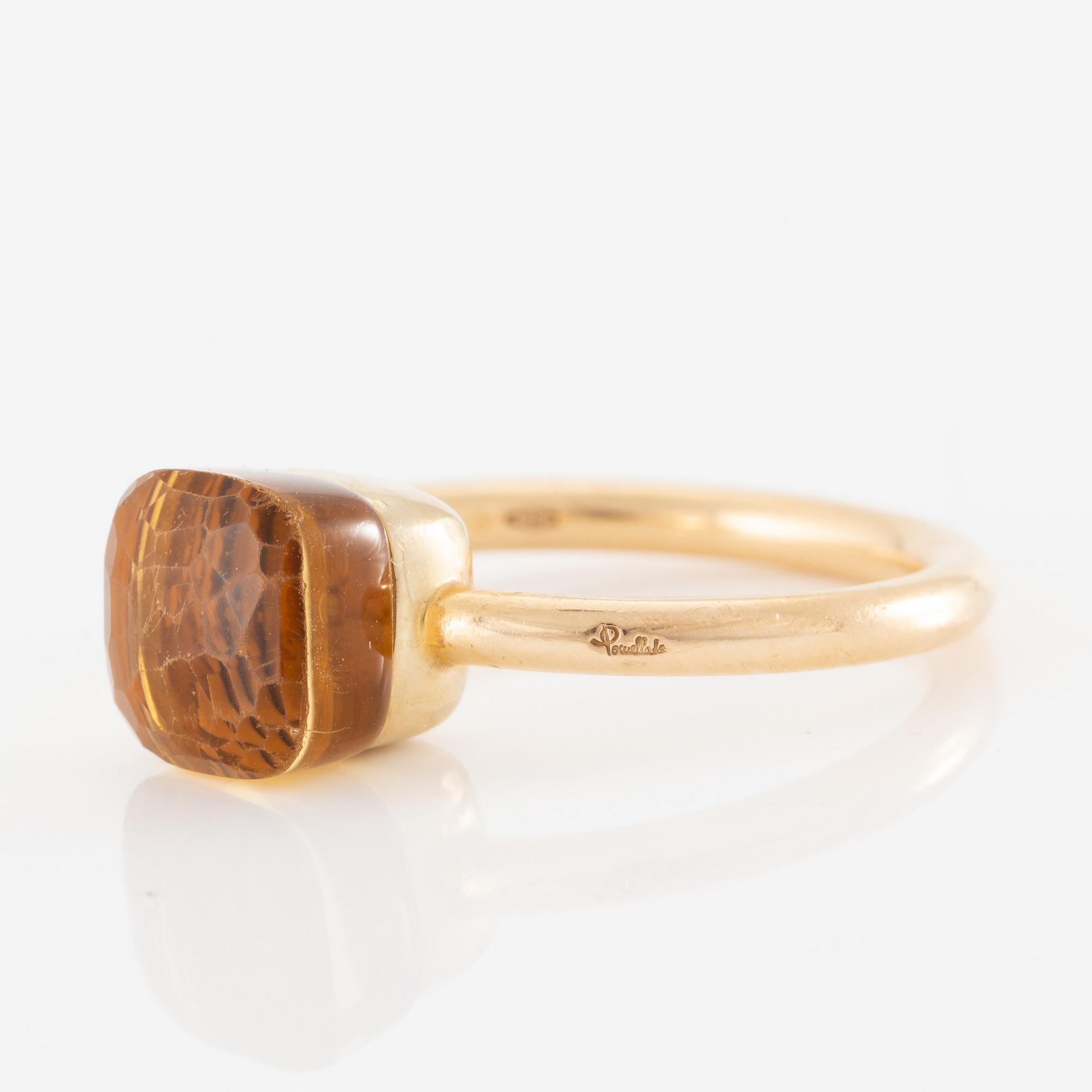 Pomellato ring 18K gold with a faceted citrine "Nudo Petit".