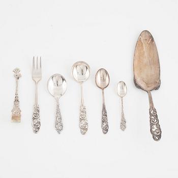 A 37-piece set of dessert cutlery, mostly the same model, with Swedish import marks.