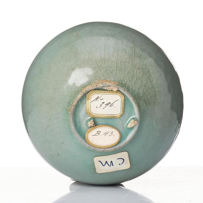 A pale celadon with a blue tint bulb bowl, Korea, Koryo period (918-1392).