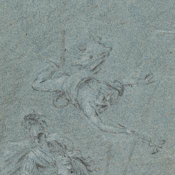 GIOVANNI ANTONIO PELLEGRINI, hans krets. Osignerad. Krita och kol, bildyta 27,5 x 27,5 cm.