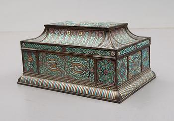 A Ferdinand Boberg Art Nouveau silver and enamel jewelry box, CG Hallberg, Stockholm 1909.