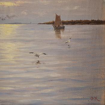 Oscar Kleineh, Skiff on a calm sea.