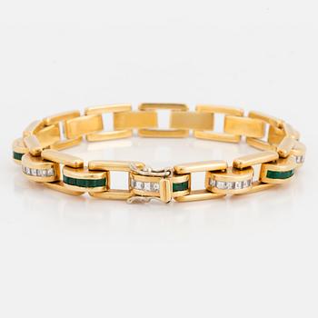 BRACELET, H. Stern, 18K gold with carré cut diamonds and emeralds.