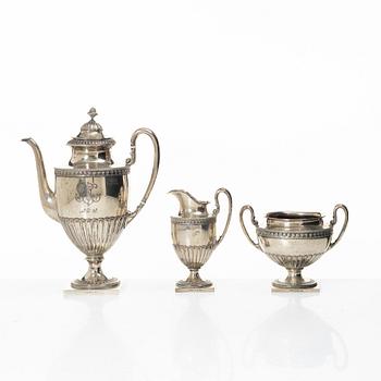 Kaffeservis, 3 delar, silver, CG Hallberg, Stockholm, 1898.