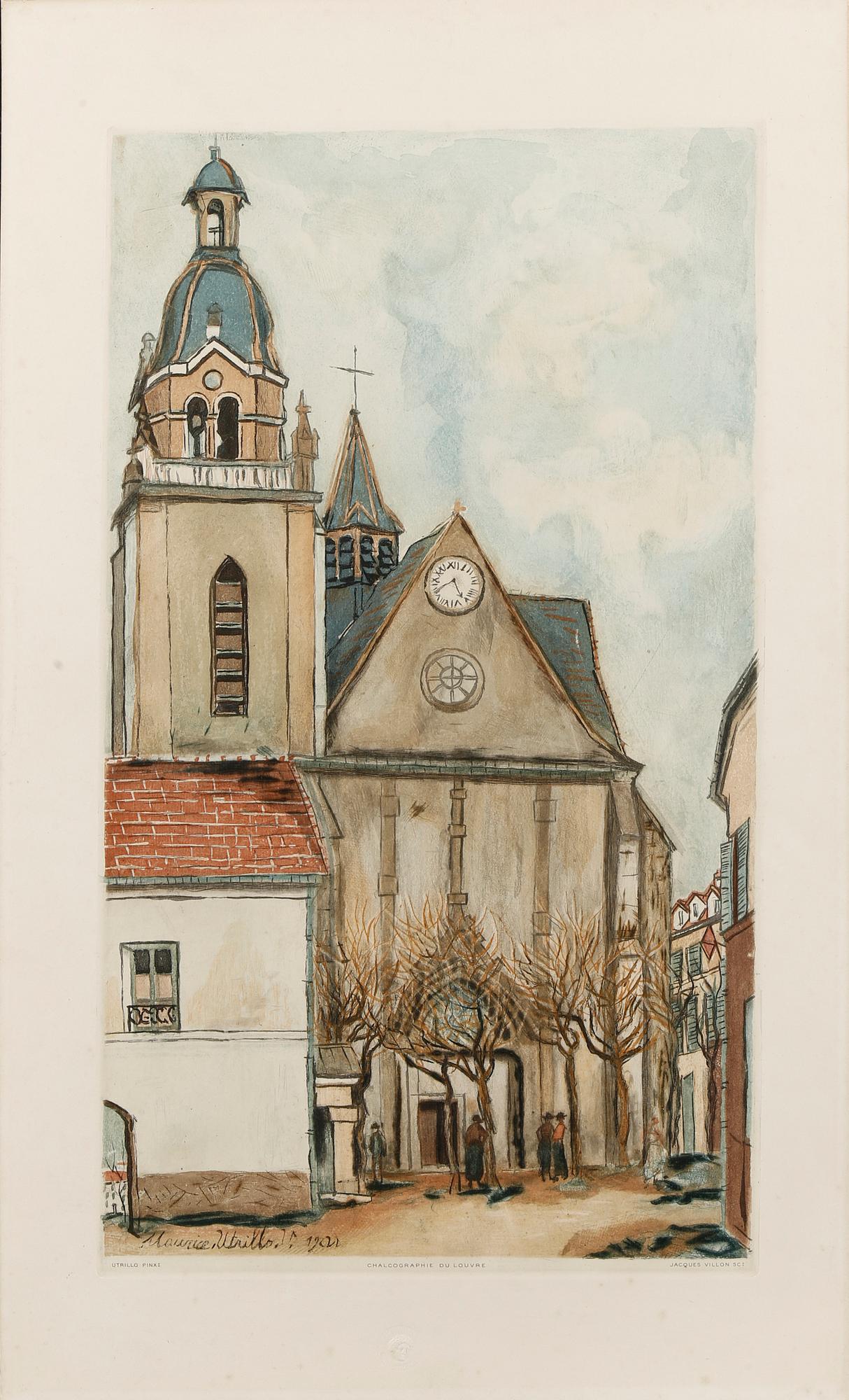 PARTI GRAFIK, 6 delar, 4 gravyrer 1600-tal/1700-tal, 1 litografi 1800-tal och 1 färgakvatint efter Utrillo.
