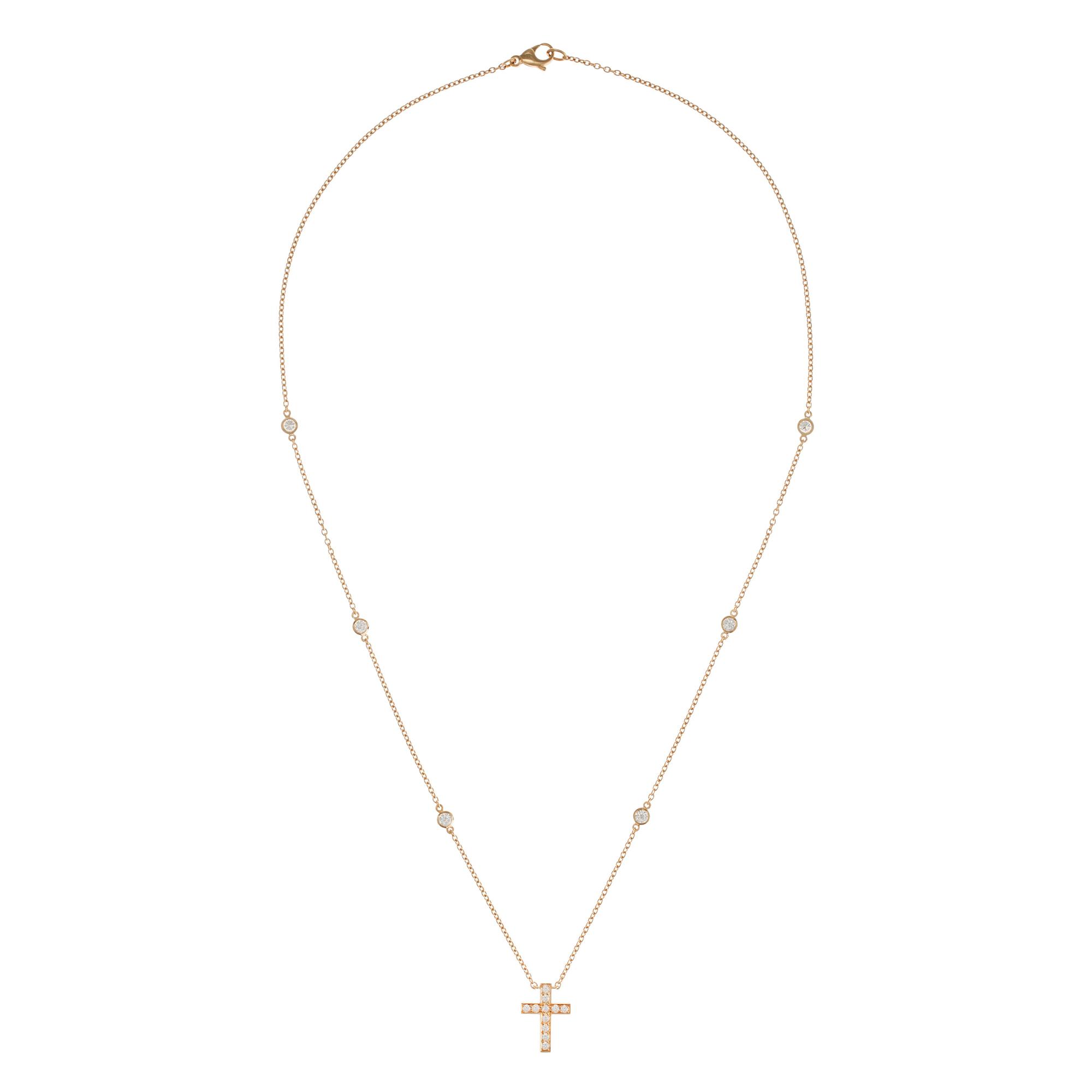 RISTI, 18K kultaa, briljanttihiottuja timantteja n. 0.70 ct. T. Tillander 2002. Ketju 44 cm. Paino 4,2 g.