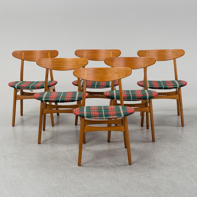 HANS J WEGNER, stolar, 6 st, "CH-30", "Spisestolen", Carl Hansen & Son, Danmark.