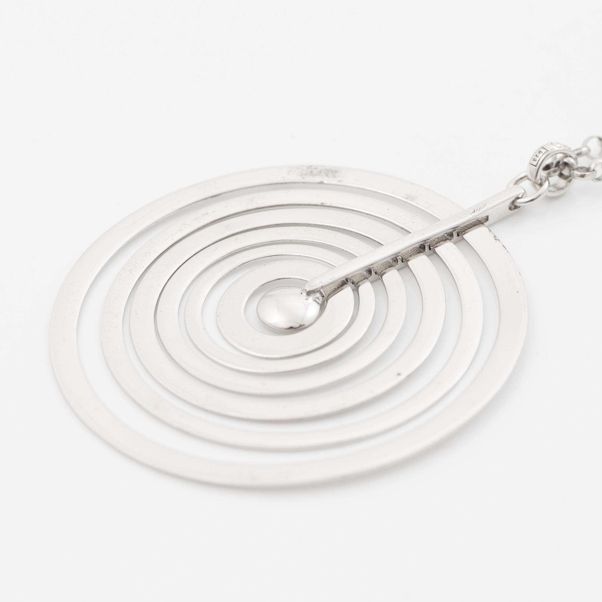 Tapio Wirkkala, Pendant with chain “Silver Moon”, sterling silver, Finland, for Kultakeskus, contemporary.