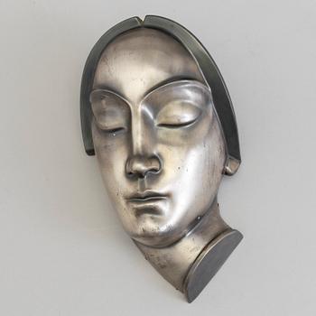 GERHARD SCHLIEPSTEIN, a porcelain and pewter mask from Rosenthal, Germany, 1920's.