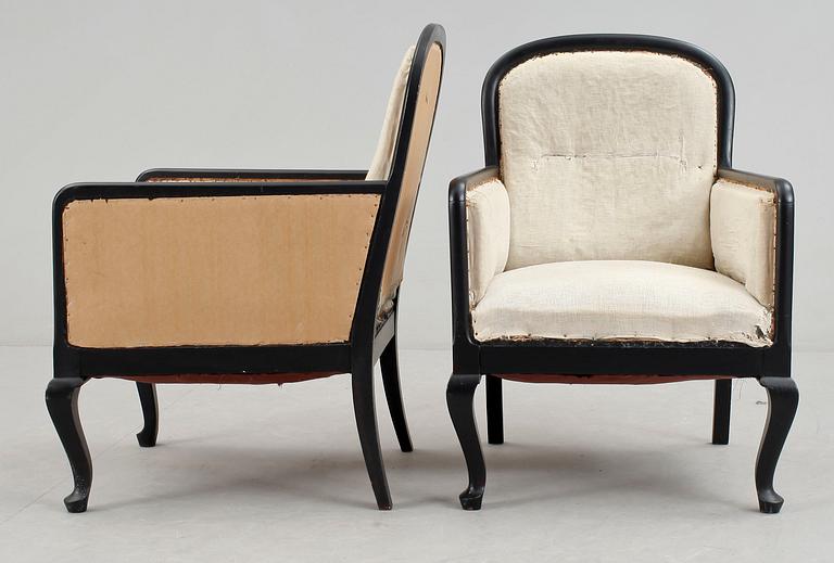 FÅTÖLJER, ett par, rokokostil, 1900-talets första hälft.