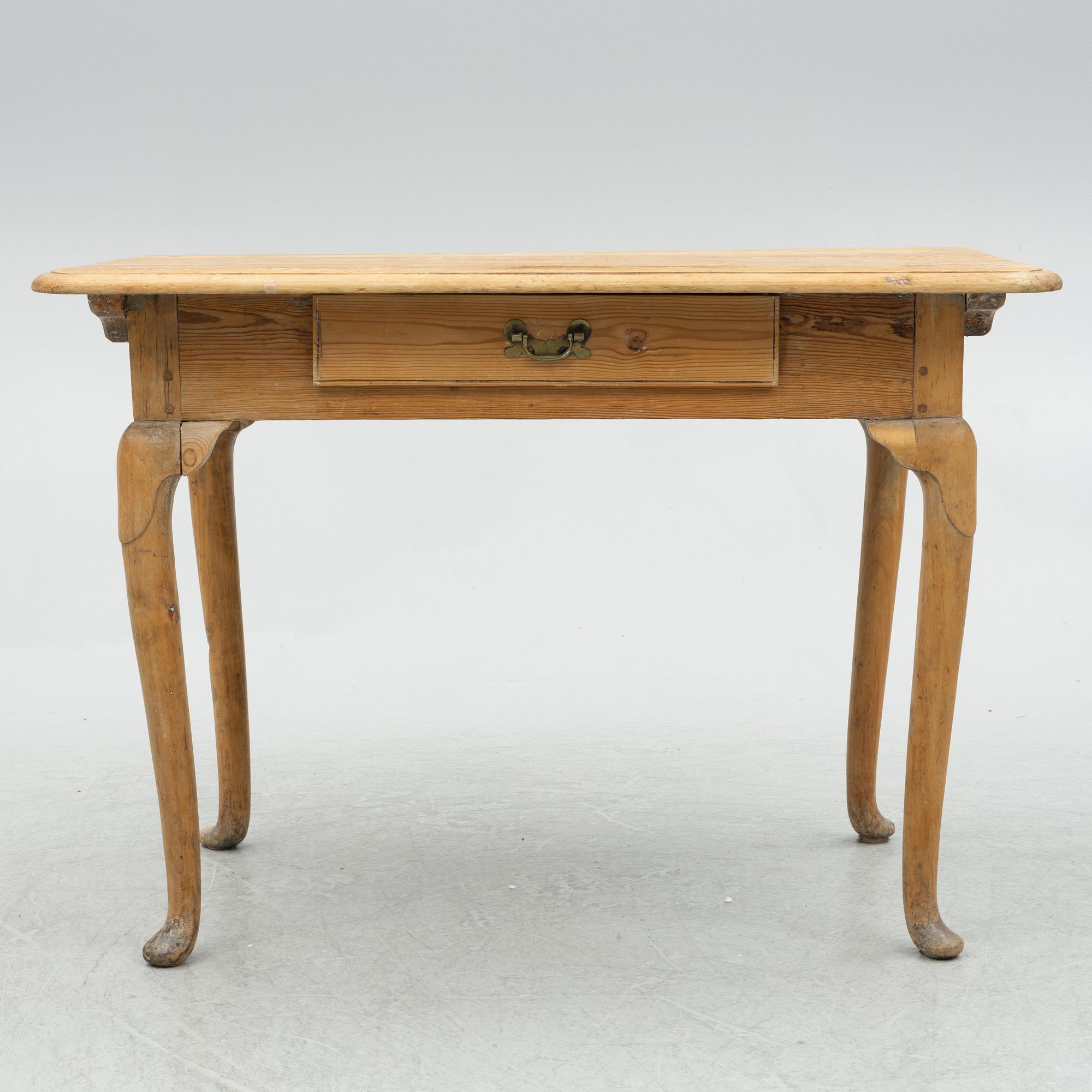 A Swedish late baroque pine desk, later part 18th century.