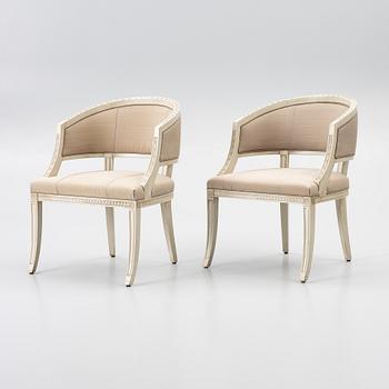 Karmstolar, ett par, sengustaviansk stil, sent 1900-tal.