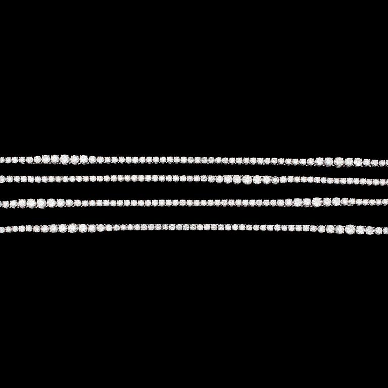 A long riviérè necklace, tot. app. 25.70 cts.
