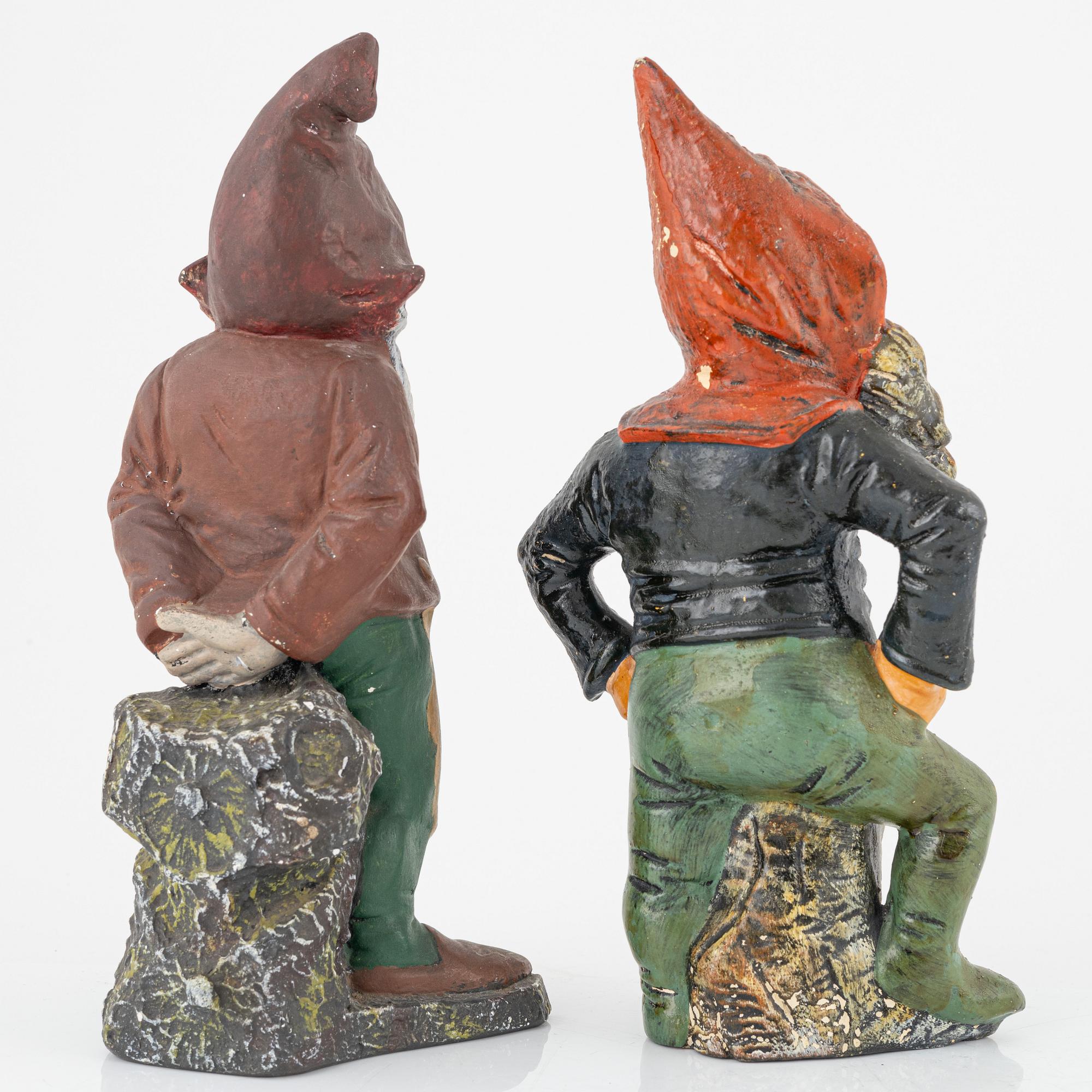 Six ceramic gnomes, first half of the 20th century.