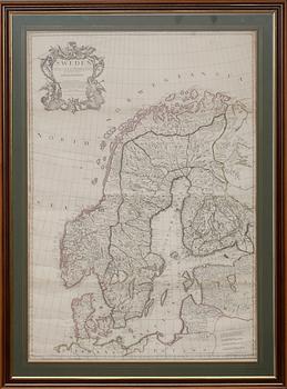 KARTA, litografi, "Sweden" John Senex.