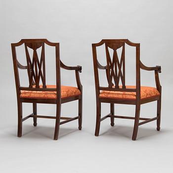 A pair of mahogany armchairs, England, second half of the 19th century.
