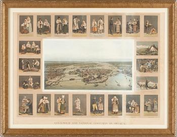 FÄRGLITOGRAFI, "Stockholm and national costumes of Sweden", Vincent Brooks, Day & Son, London,1800-tal
