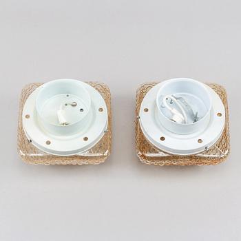 A pair of glass ceiling lights, Glashütte Limburg, Germany, second half of the 20th Century.