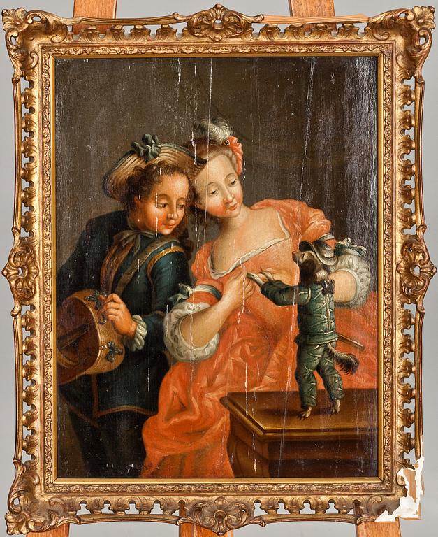 OKÄND KONSTNÄR, olja på pannå, 1700-talets slut.