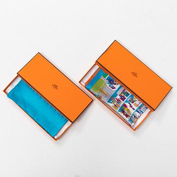 HERMÈS, two pochette/gavroche scarves.