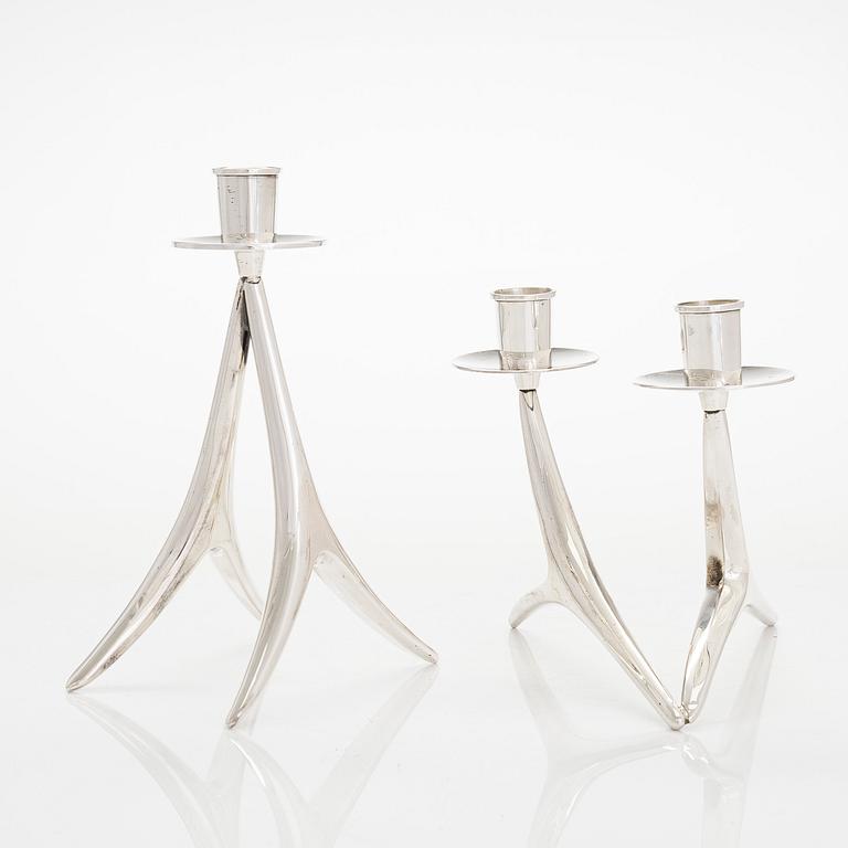 Anna-Greta Eker, two silver candlesticks, Auran Kultaseppä Oy, Turku 1958 and 1978.