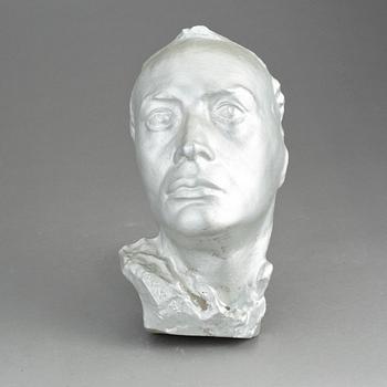 SKULPTUR, gips, Michail Katz, signerad och daterad 1936. Föreställande Gösta Ekman d.ä.