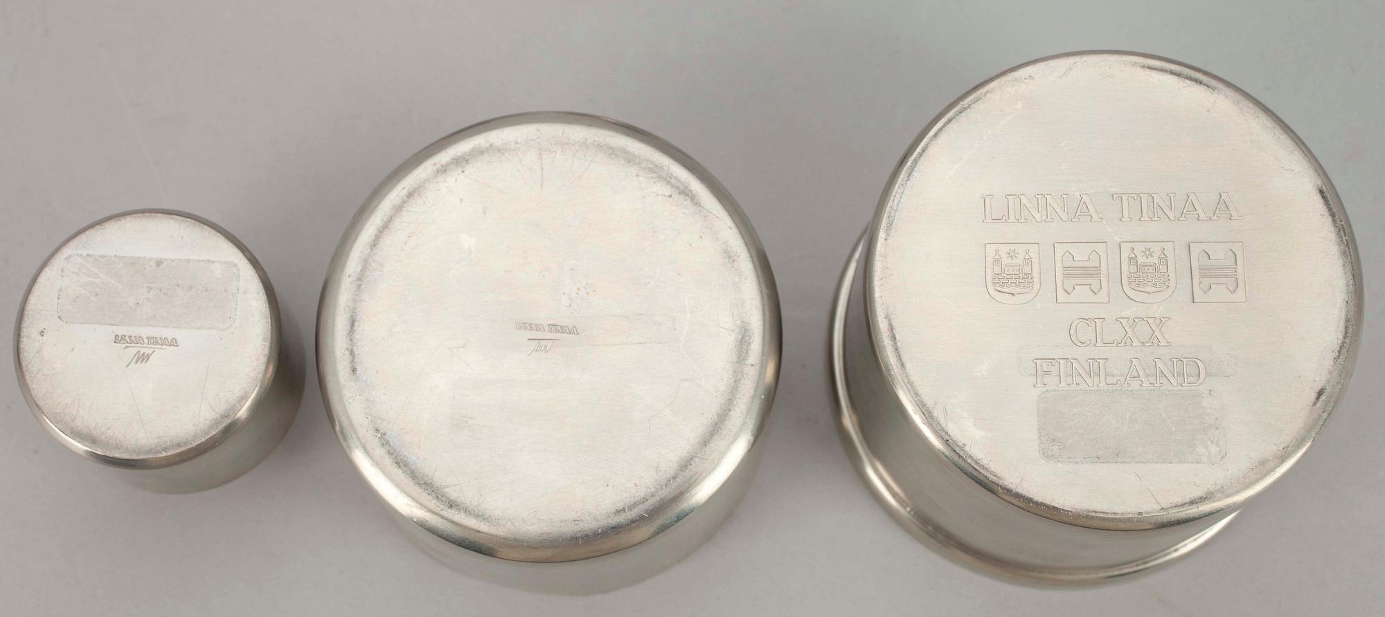 TAPIO WIRKKALA, 3 st, tenn, Tapio Wirkkala, Linna Tinaa, Finland 1900-talets andra hälft.