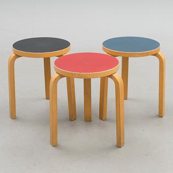 Three mid Century Model 60 Stools by Artek.