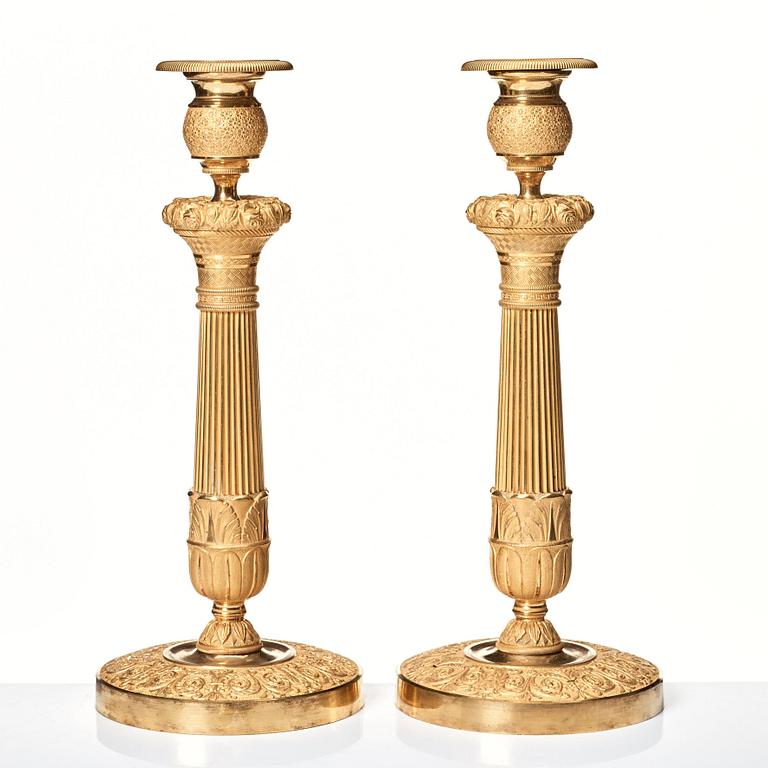 A pair of French Empire candlesticks, beginning of the 1800's.