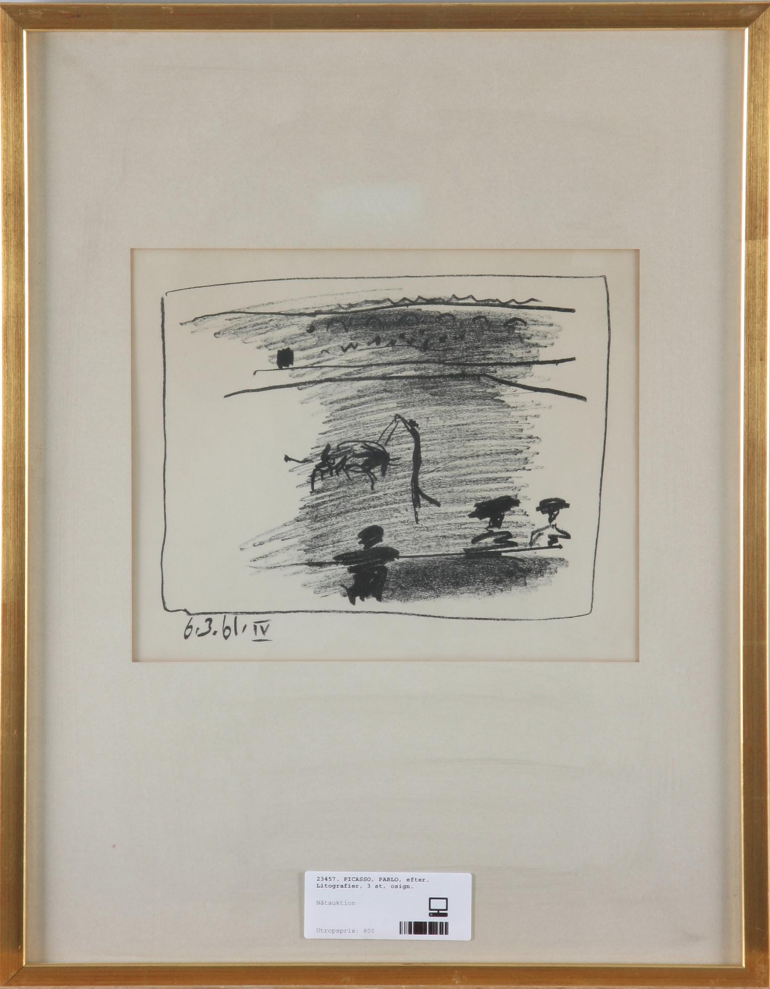 PICASSO, PABLO, efter. Litografier, 3 st, osign.