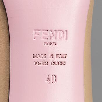 FENDI, a pair of leather hight heel shoes, size 40.