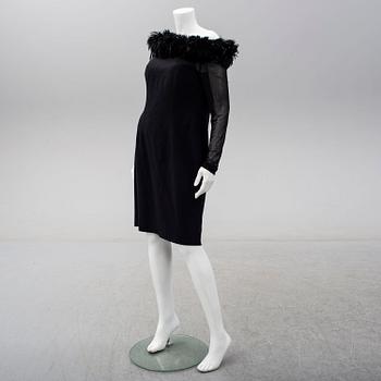 ESCADA COUTURE, a wool dress with feather collar, size 40.