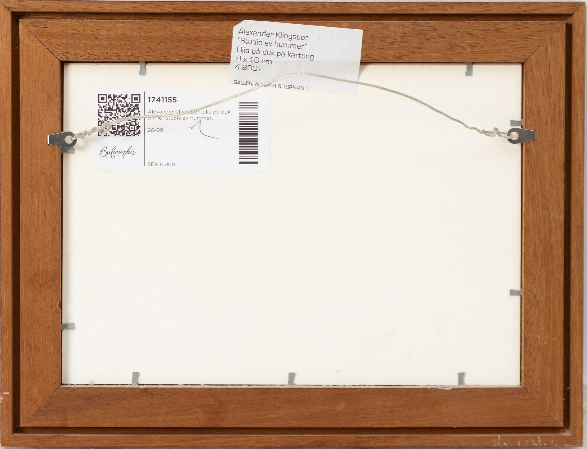 Alexander Klingspor, "Studie av hummer".