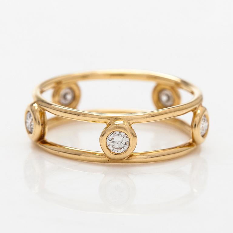 Tiffany & Co, Elsa Peretti, ring, "Diamonds by The Yard", 18K guld och briljantslipade diamanter.