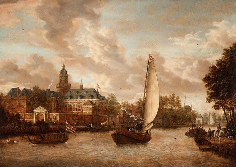 Jacobus Storck, A view of the river Vecht with the castle Nijenrode.