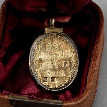 MEDALJONG/IKON, silver, Ryssland omkring 1900. Vikt ca 2 gram.