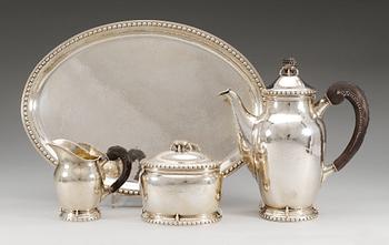 165. KAFFESERVIS, 4 delar, silver. C.G.Hallberg, Stockholm 1924-28.