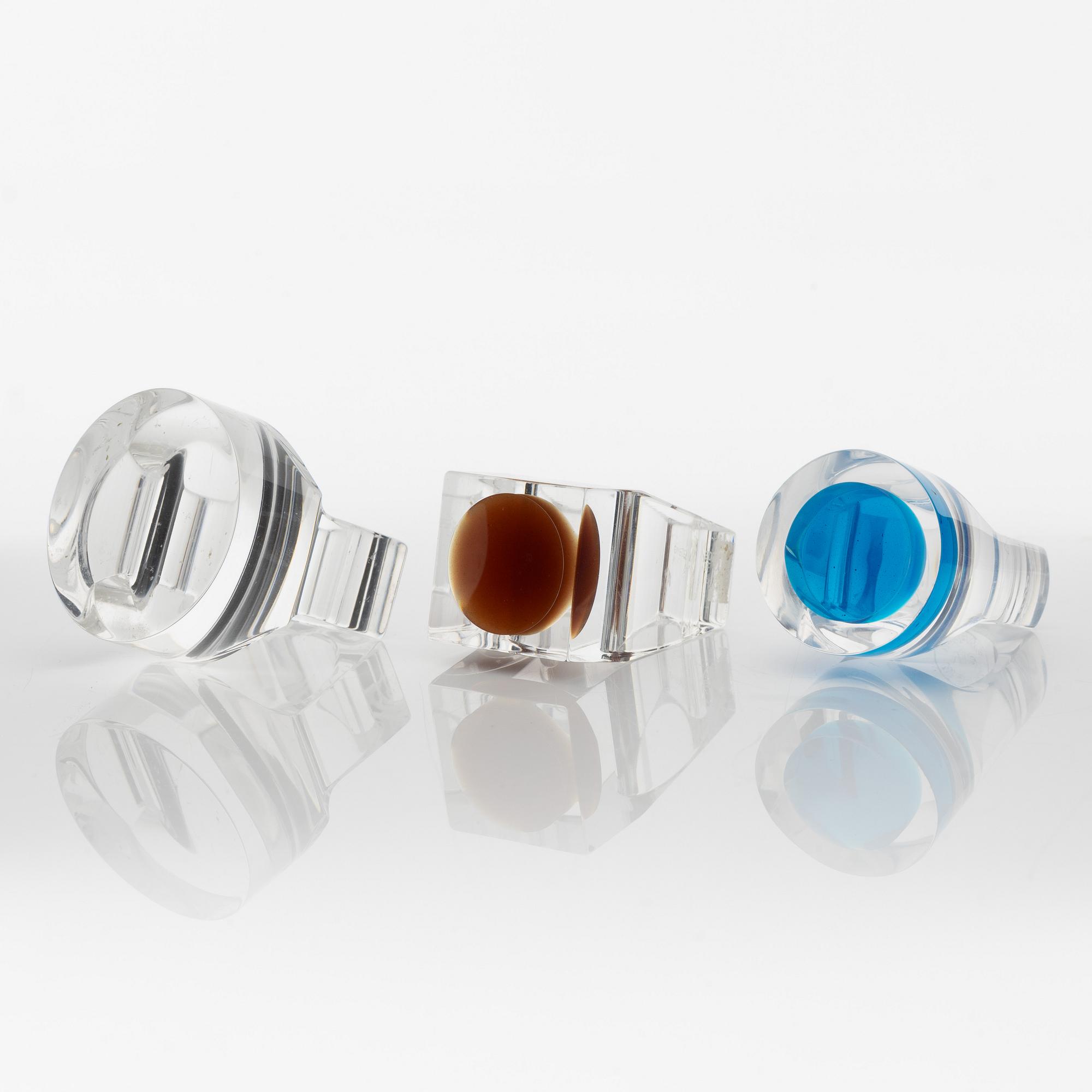 Siv Lagerström, three rings, acrylic plastic, 1970s.
