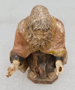 SKULPTUR, snidat och bemålat trä, Nordeuropa, 1800-tal eller äldre.